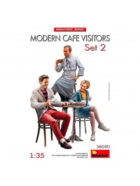 Maqueta de visitantes de café en plástico, escala 1:35