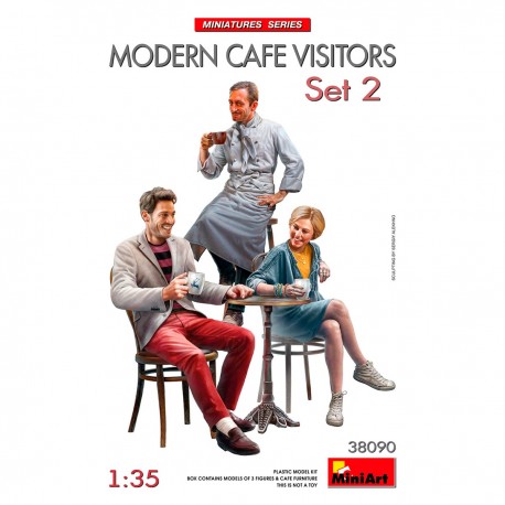 Maqueta de visitantes de café en plástico, escala 1:35
