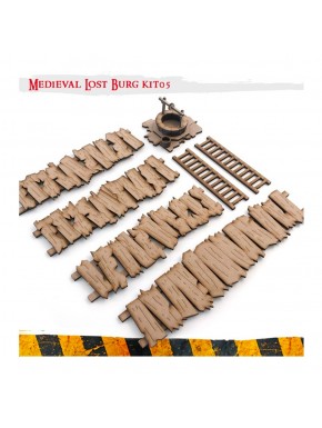 Kit de terrain médiéval MDF avec passerelles et puits