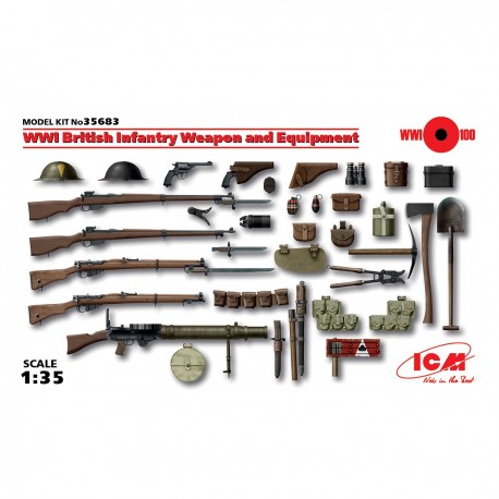 Kit de armamento e equipamento britânico WWI escala 1:35
