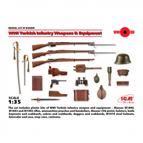 Kit de armas y equipo de infantería turca WWI 1:35