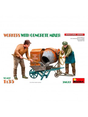 Kit de modèles ouvriers avec bétonnière à l'échelle 1:35