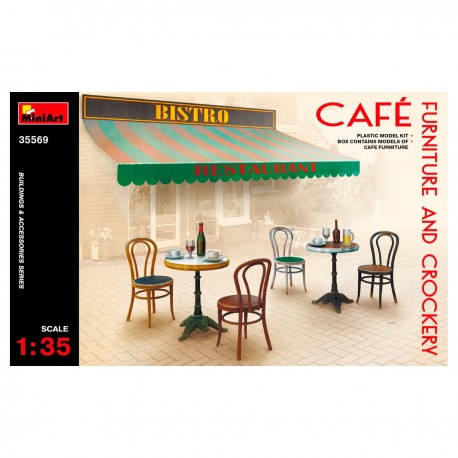 Maqueta Mobiliario y Vajilla Cafetería 1/35 MiniArt