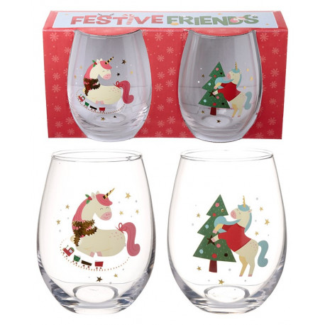Set 2 bicchiere di cristallo Unicorno