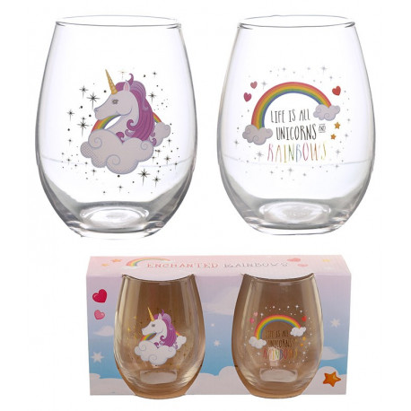 Set 2 glass crystal Unicorn Kawaii