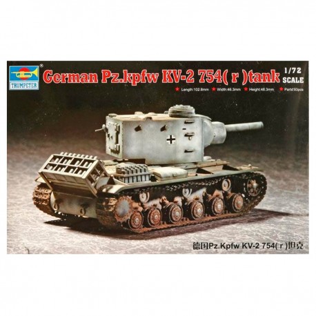 Modelo tanque alemão Pz.Kpfw. KV-2 754(r) escala 1/72 Trumpeter