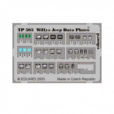 Plaques photodécoupées Jeep Willys 1/35 Eduard