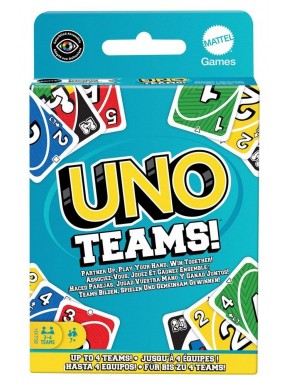 Boîte et cartes de jeu UNO Teams de Mattel