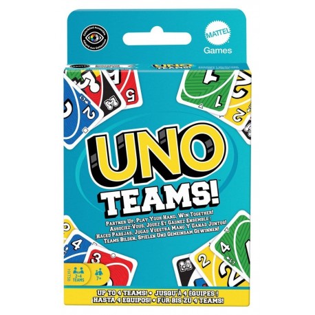 Boîte et cartes de jeu UNO Teams de Mattel