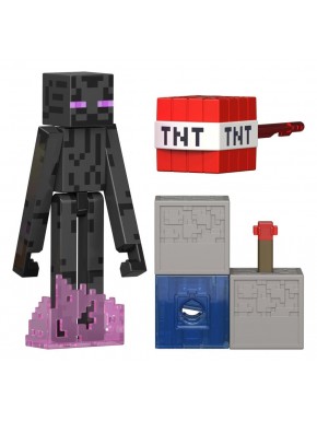 Figurine Enderman Minecraft avec blocs et TNT