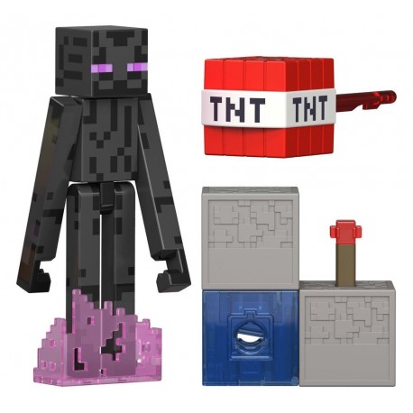 Figurine Enderman Minecraft avec blocs et TNT