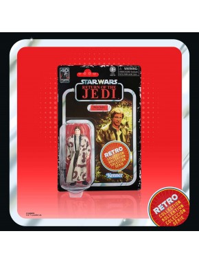 Figura retrô de Han Solo de Star Wars em embalagem Hasbro
