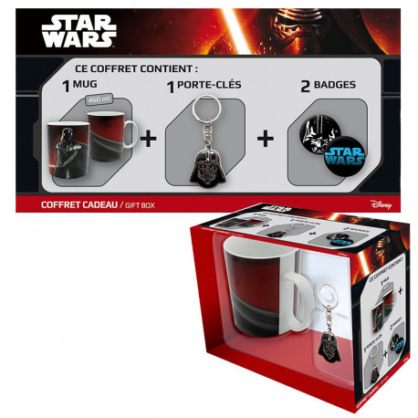 Pack regalo Darth Vader Taza + Llavero + Chapas