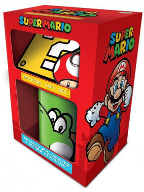 Pack regalo Super Mario Yoshi Taza + Llavero + Posavasos