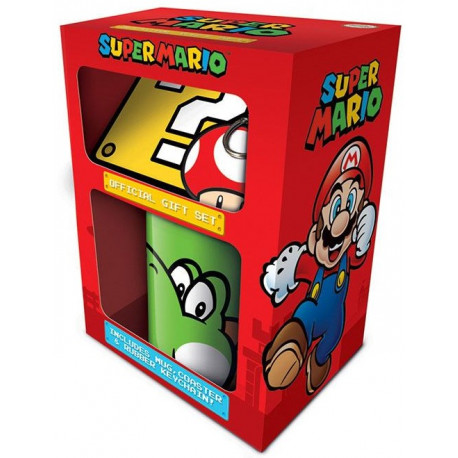 Pack regalo Super Mario Yoshi Taza + Llavero + Posavasos
