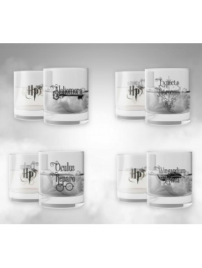 Set cuatro vasos cristal Harry Potter Hechizos