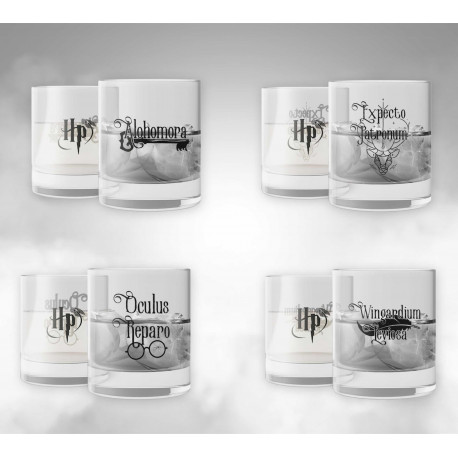 Set cuatro vasos cristal Harry Potter Hechizos