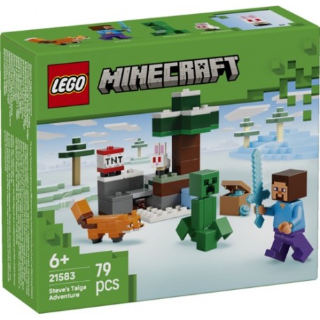 Boîte du set LEGO Minecraft L'Aventure de Steve dans la Taïga
