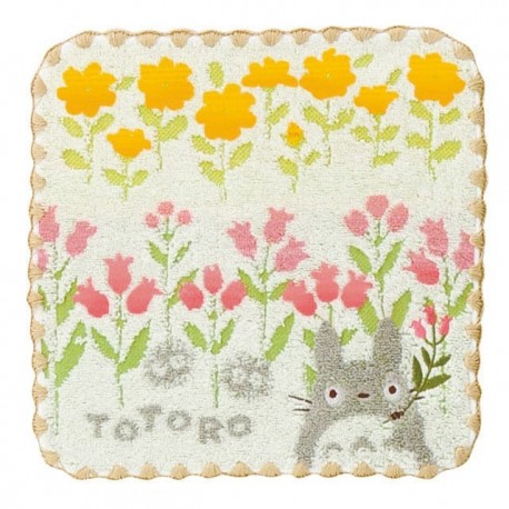 Mini Serviette Mon voisin Totoro avec des fleurs jaunes et roses