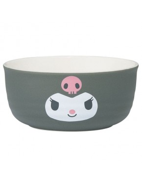 Bol en céramique Sanrio Kuromi gris avec design.
