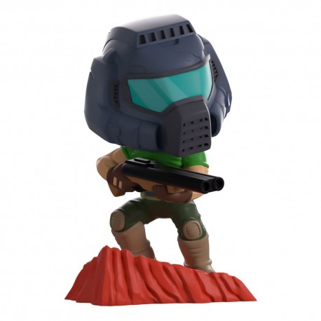 Figurine en vinyle Doom Guy de 10 cm sur base rocheuse