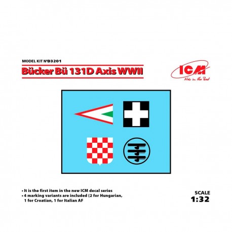 Décalcomanies Bücker Bü 131D Axis WWII Échelle 1:32
