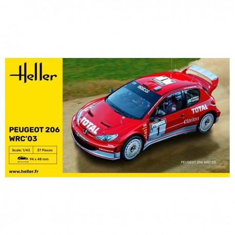 Maquette à l'échelle 1/43 de la Peugeot 206 WRC'03 par Heller