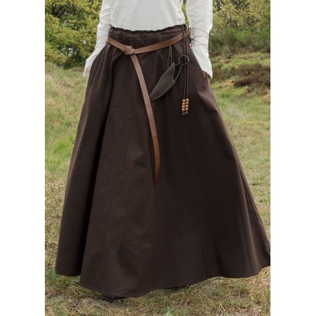 Jupe médiévale marron foncé à large évasé