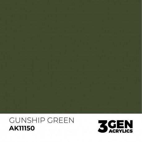 Pintura acrílica Gunship Green de AK-Interactive en envase de 17ml
