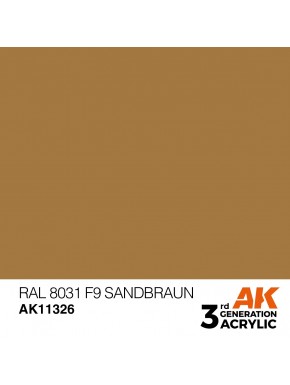 Frasco de pintura color marrón arena RAL 8031 F9