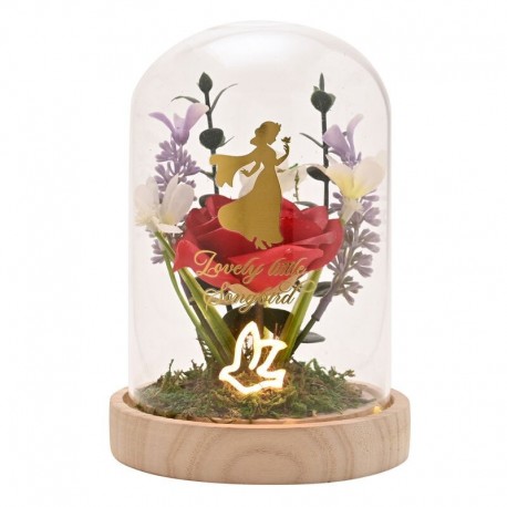Lampe décorative Blanche-Neige avec fleurs et base en bois