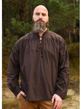 Chemise médiévale marron Ludwig en coton