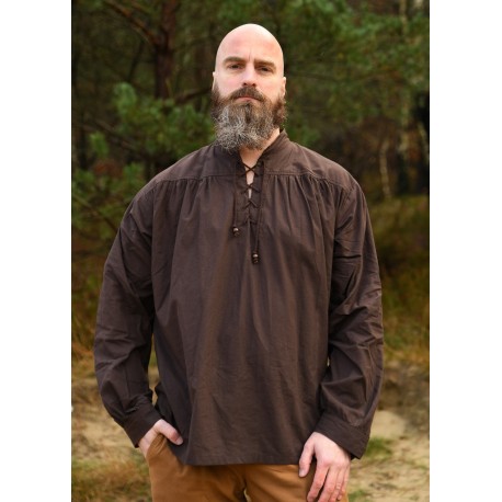 Chemise médiévale marron Ludwig en coton