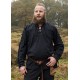 Chemise médiévale noire avec laçage sur manches et encolure
