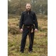 Chemise médiévale noire avec laçage sur manches et encolure