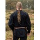 Chemise médiévale noire avec laçage sur manches et encolure