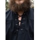 Chemise médiévale noire avec laçage sur manches et encolure