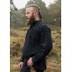 Chemise médiévale noire avec laçage sur manches et encolure