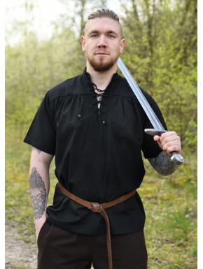 Chemise médiévale noire à manches courtes de Battle-Merchant