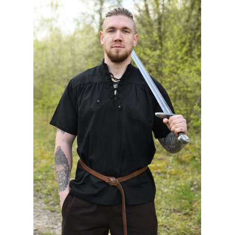 Camisa medieval negra de manga corta de Battle-Merchant