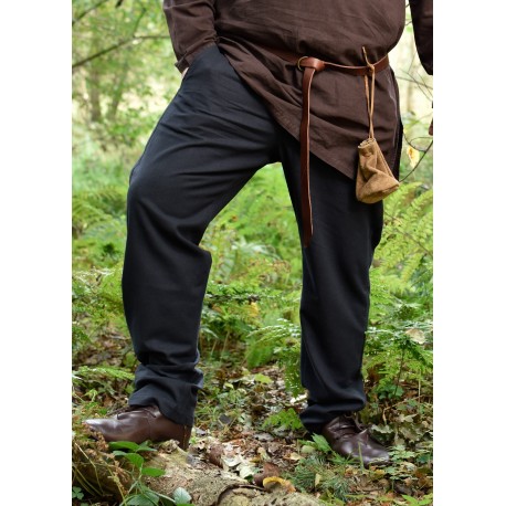 Pantalones medievales negros con cordón ajustable