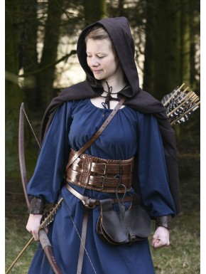 Chaperon médiéval en toile noir et marron