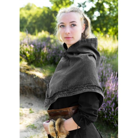 Capucha medieval marrón Stig para recreación histórica