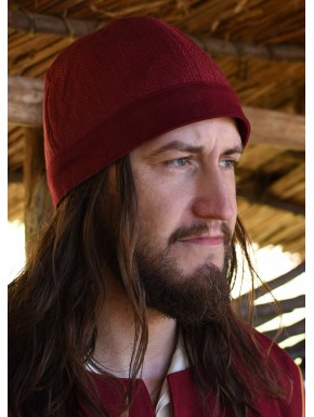 Casquette viking rouge vin avec motif chevron