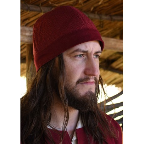 Casquette viking rouge vin avec motif chevron