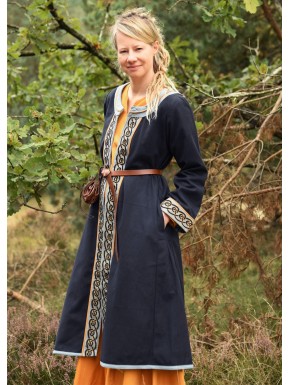 Manteau viking bleu foncé avec broderie celte