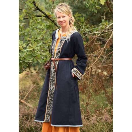 Manteau viking bleu foncé avec broderie celte