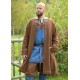 Manteau viking en laine marron avec design traditionnel.