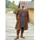 Manteau viking en laine marron avec design traditionnel.