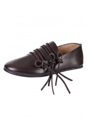 Chaussure médiévale en cuir marron à lacets